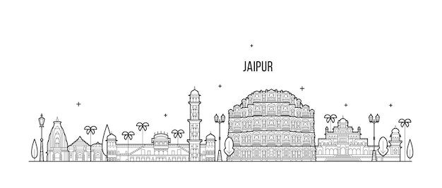 Vector illustration of Jaipur skyline in Rajasthan in India