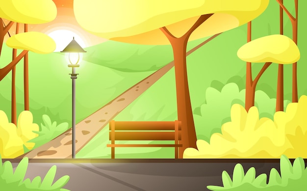 Vector vector illustration of landscape park in the afternoon with gradient color