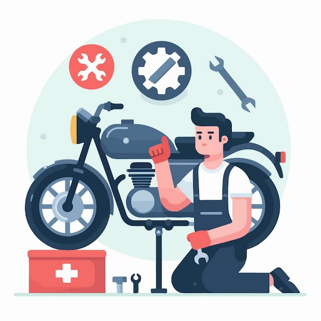 Vector Illustration Of mechanics in flat design style