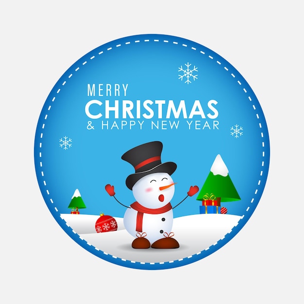 Vector illustration of Merry Christmas and Happy New Year greeting card