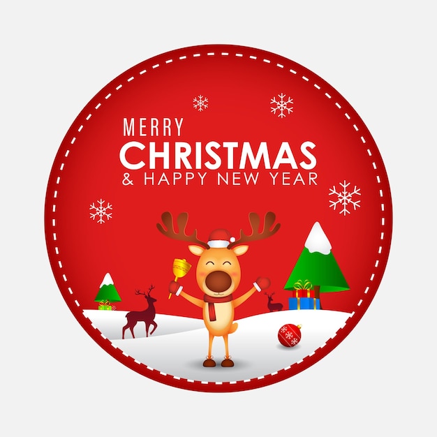 Vector illustration of Merry Christmas and Happy New Year greeting card