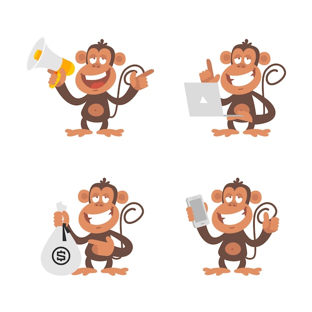 Vector Illustration, Monkey money and technology, format EPS 10