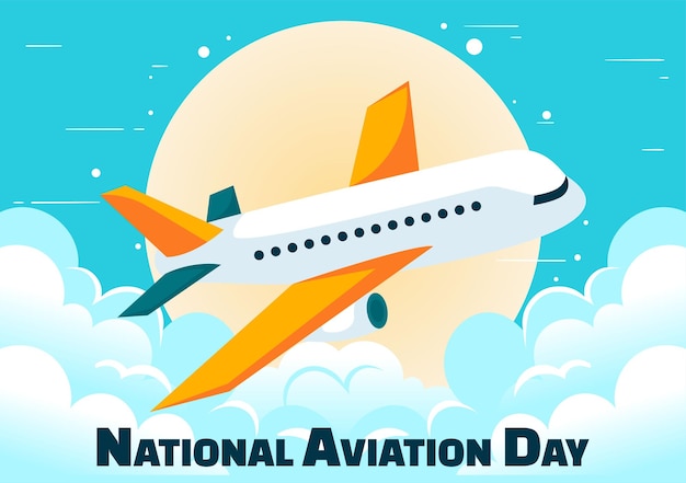 Vector vector illustration for national aviation day featuring a plane and sky blue background to first successful airplane and controlled flight celebration