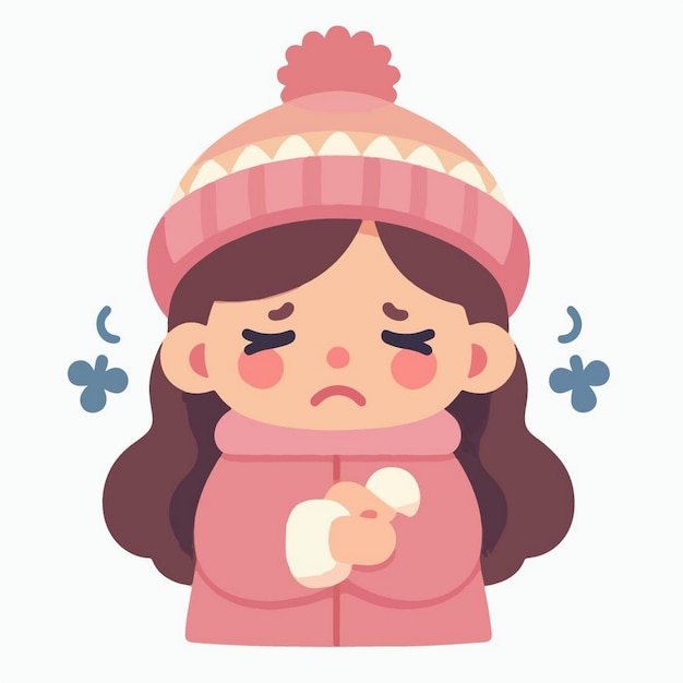 Vector vector illustration of people feel cold in flat design style