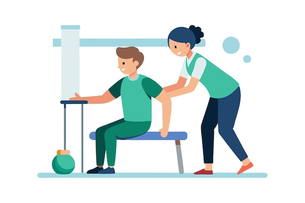 Vector vector illustration of a physical therapist assisting a patient with rehabilitation exercises