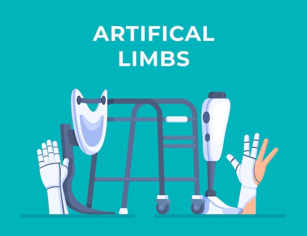 義足の概念のベクトル図腕脚歩行者のための美しい義足の概念