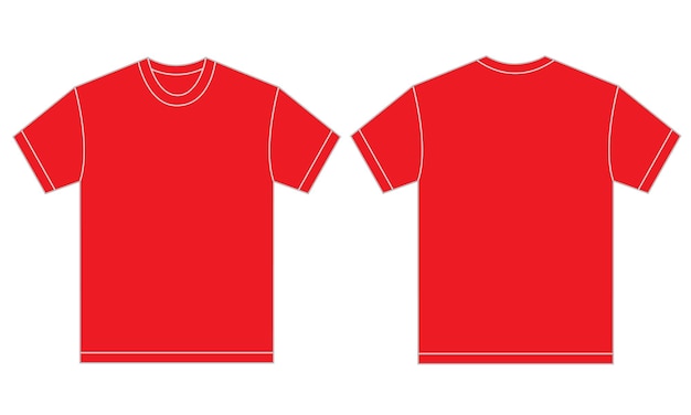 Vector vector illustration of red shirt isolated front and back design template for men