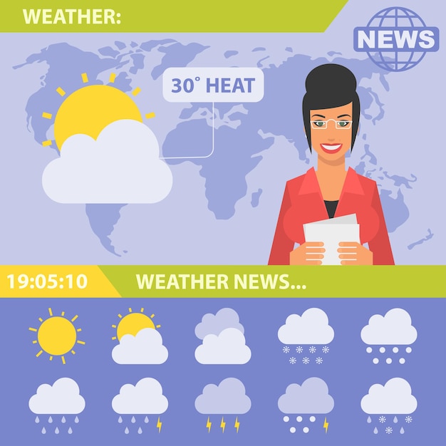 Vector Illustration, Reporter and news weather, format EPS 10