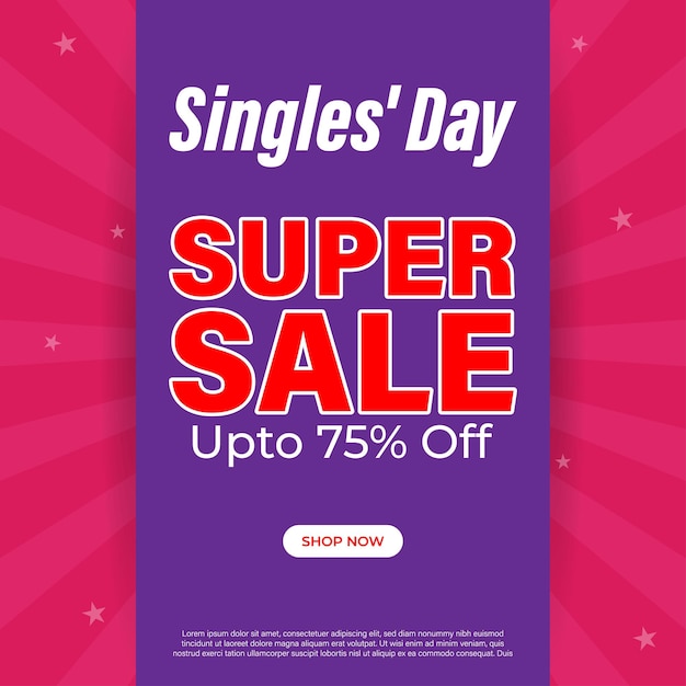 Vector illustration for Singles day Sale banner