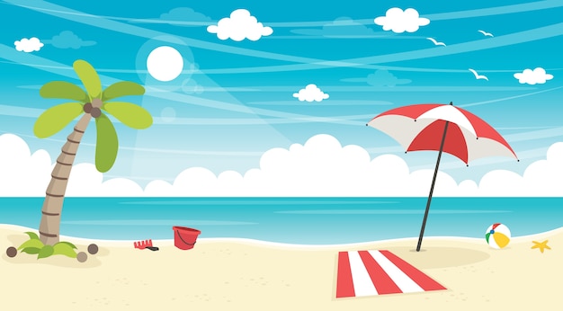 Vector Illustration Of Summer Beach Background