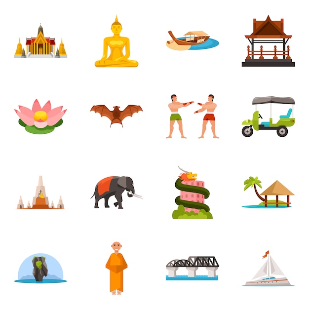 Vector illustration of thailand and travel symbol. Collection of thailand and culture set