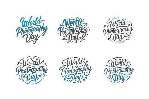 Vector vector illustration on white background with lettering for world photography day graphic designs