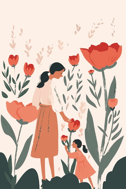 Vector vector illustration with her kid flowers background