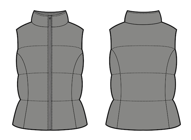 Vector vector illustration of woman fitted down vest