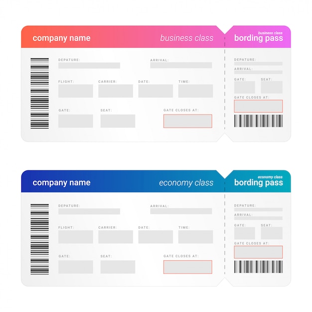 Vector illustrations of passing board ticket template