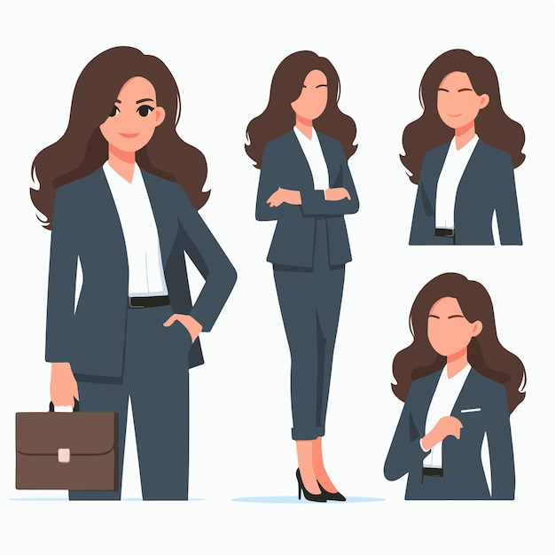 Vector vector image of a business woman in a shirt suit