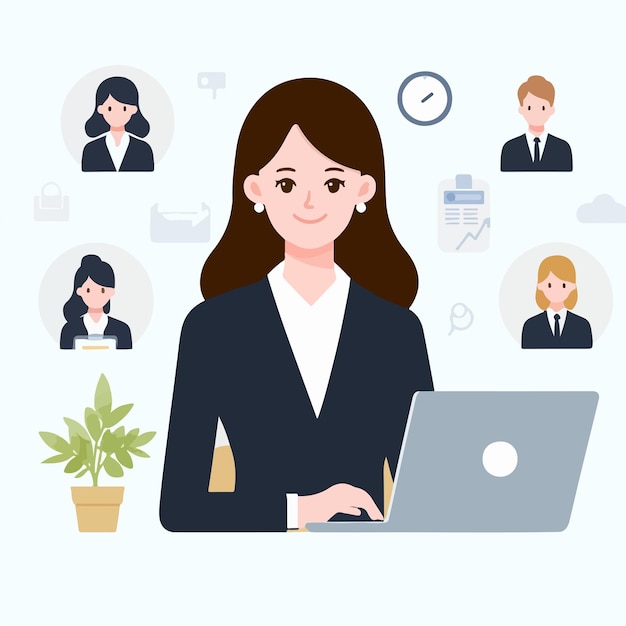 Vector vector image of a business woman in a shirt suit