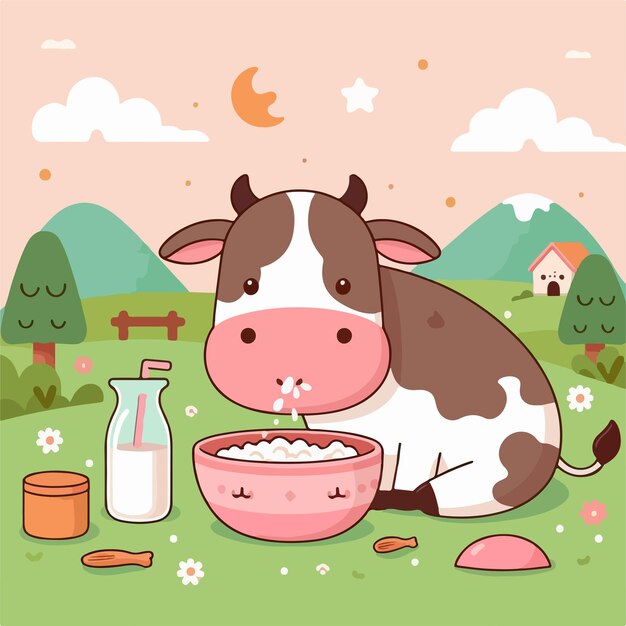 Vector vector image of a cute cow logo