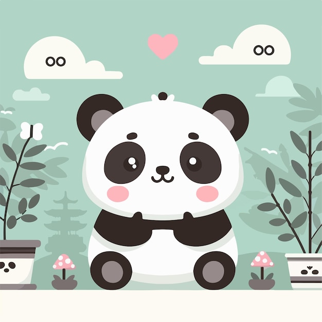 Vector vector image of a cute panda