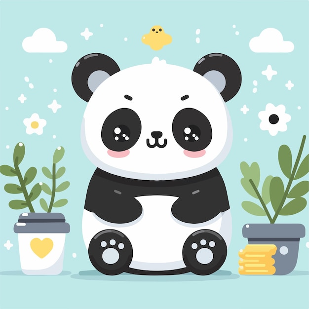 Vector vector image of a cute panda