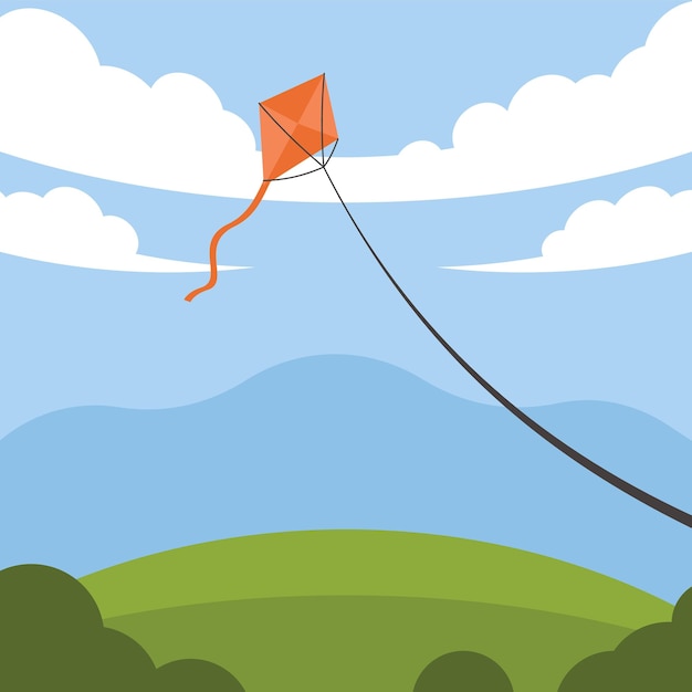 Vector Image Of A Flying Kite In The Sky Isolated On Transparent Background