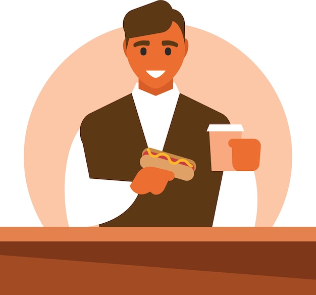 Vector Image Of A Man Eating A Hot Dog Food Illustrator