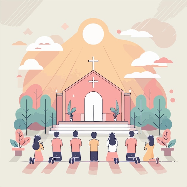 Vector vector image of people praying