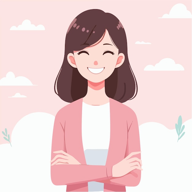 Vector vector image of woman with joyful expression