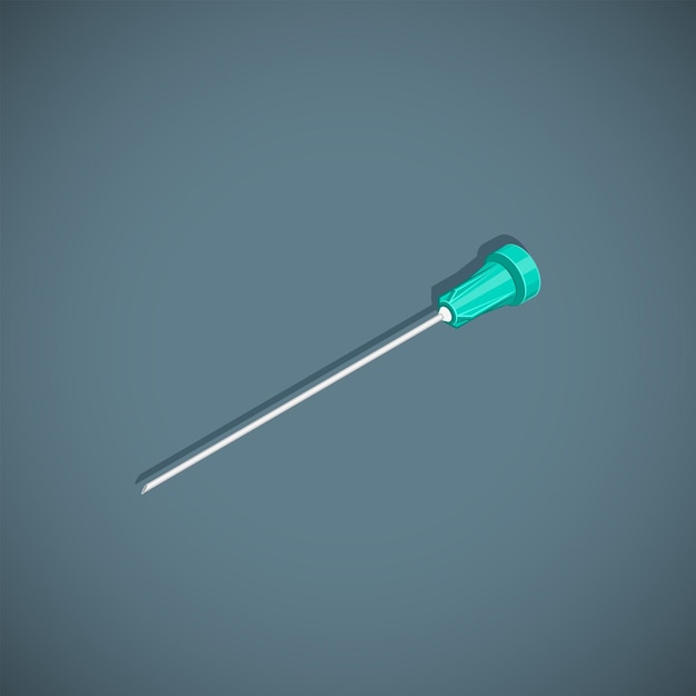 Vector isometric colorful design syringe needle realistic illustration isolated dark background