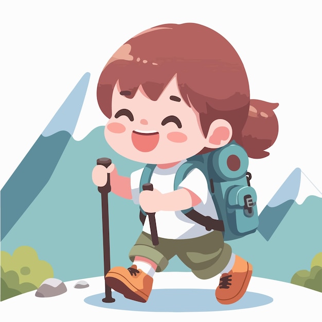 Vector vector kid is hiking with flat design style