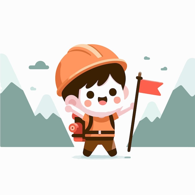 Vector vector kid is hiking with flat design style