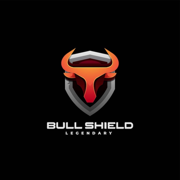 Vector Logo Illustration Bull Shield Gradient Colorful Style