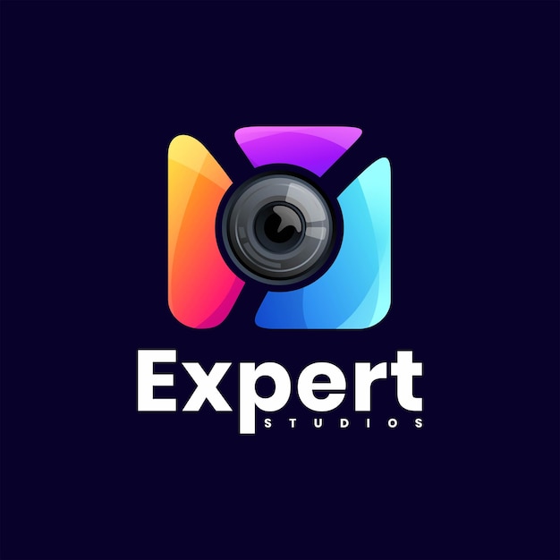 Vector Logo Illustration Expert Camera Gradient Colorful Style