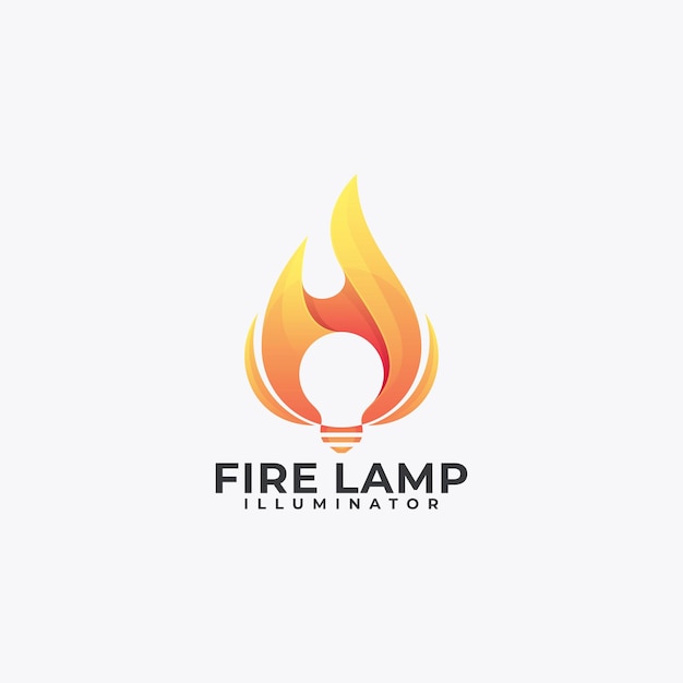 Vector Logo Illustration Fire Lamp Gradient Colorful Style