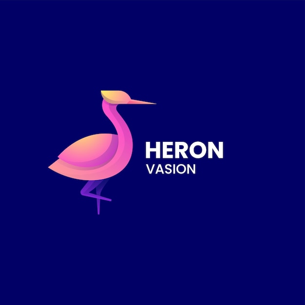 Vector Logo Illustration Heron Gradient Colorful Style