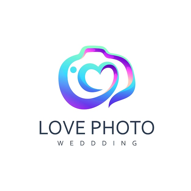 Vector Logo Illustration Love Photo Gradient Colorful Style