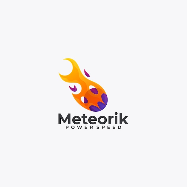 Vector Logo Illustration Meteor Gradient Colorful Style