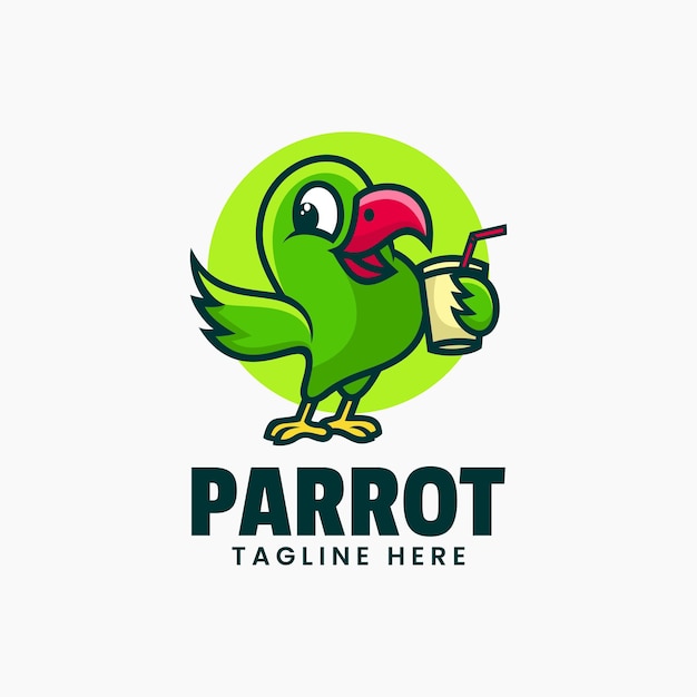 Vector Logo Illustration Parrot Mascot Cartoon Style