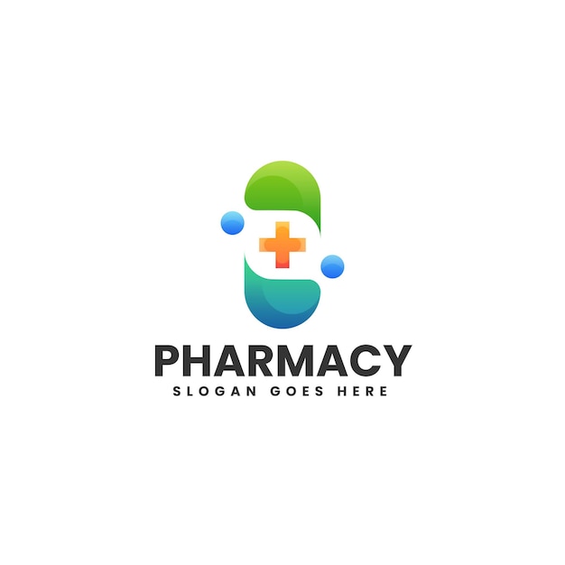 Vector Logo Illustration Pharmacy Gradient Colorful Style