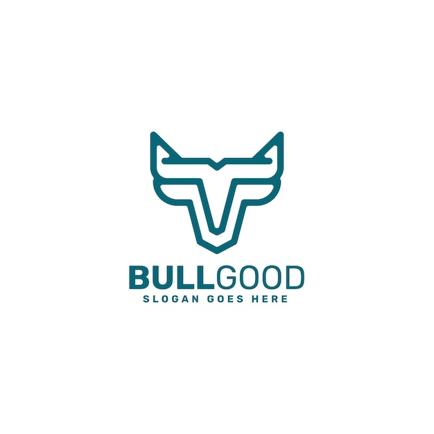 Vector Logo Illustration Strong Bull Line Art Style