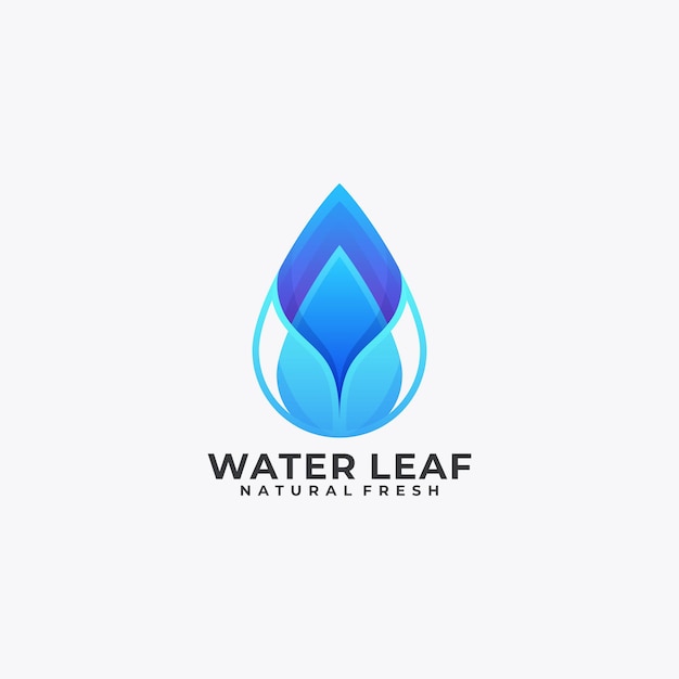 Vector Logo Illustration Water Leaf Gradient Colorful Style