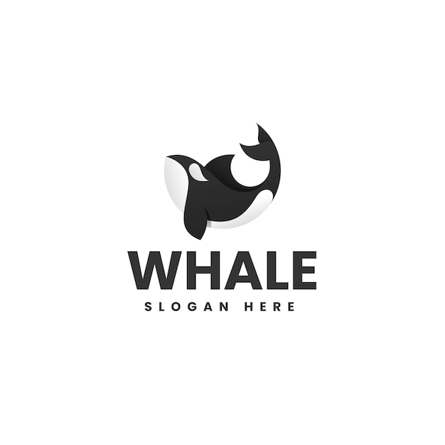 Vector Logo Illustration Whale Gradient Colorful Style