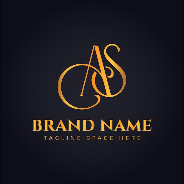 Vector luxury monogram gold brand logo concept for letters as