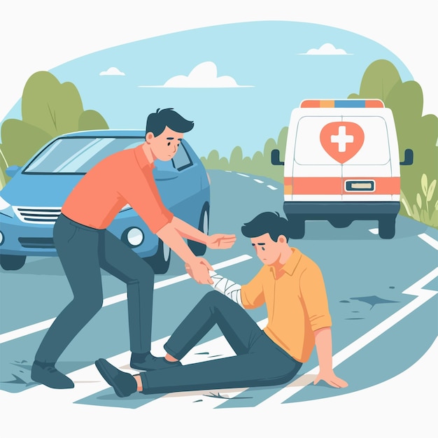 Vector vector of medical officers helping accident victims