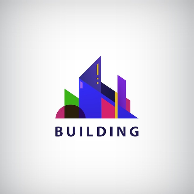 Vector multicolored real estate logo designs for business visual identity building cityscape icon houses architecture construction