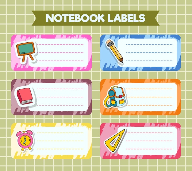 Vector vector notebook labels icons of school subjects colorful vector design