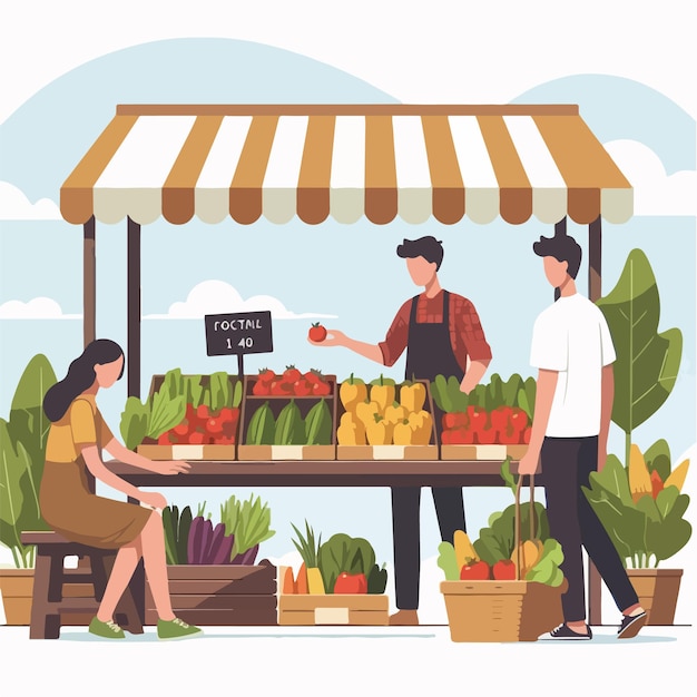 Vector vector of a person shopping for vegetables