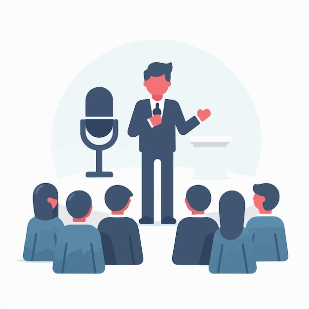 Vector vector of a person speaking in front of an audience