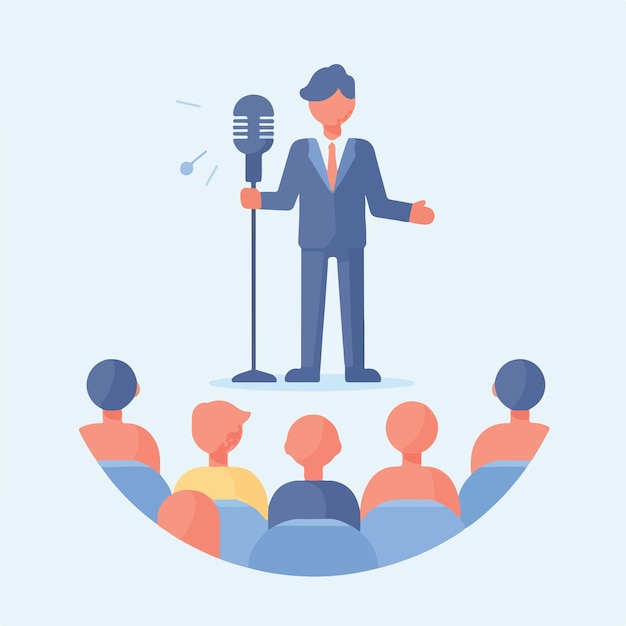 Vector vector of a person speaking in front of an audience