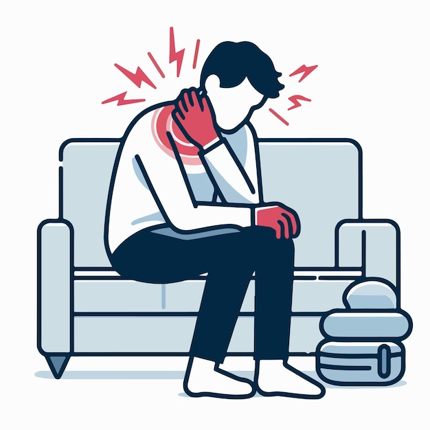 Vector vector of a person who is sick with itching in a flat design style